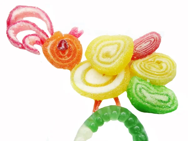 Mermelada creativa fruta jalea dulce comida pájaro forma — Foto de Stock