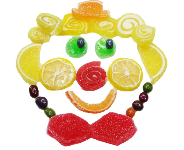 Kreative Marmelade Fruchtgelee Süßes Essen Clown Gesichtsform — Stockfoto