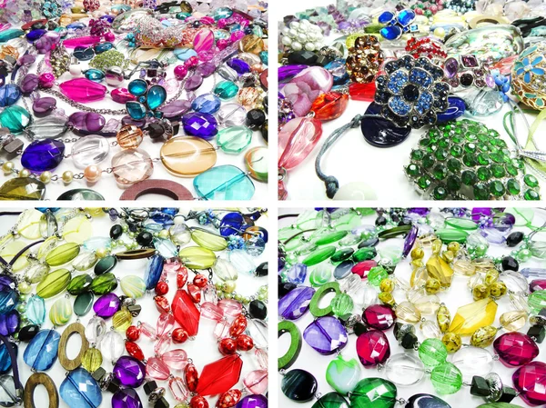 Kristalle Perlen Schmuck als modischen Hintergrund — Stockfoto