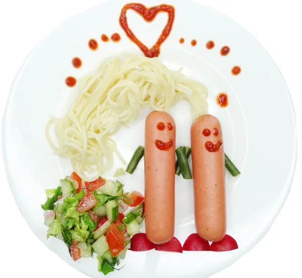 Creative vegetable food dinner love form — Stock Photo, Image