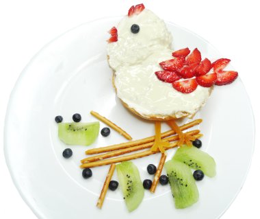 yaratıcı kahvaltı meyve ve tatlı çikolata Creme ekmek üzerinde