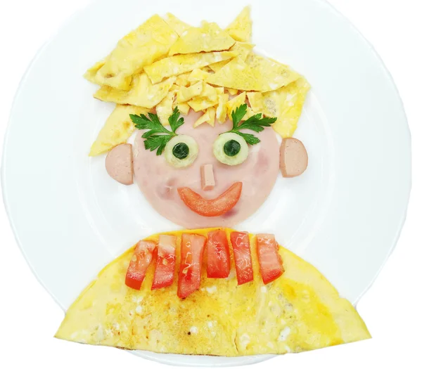 Creative egg breakfast for child face form — Stock Photo, Image