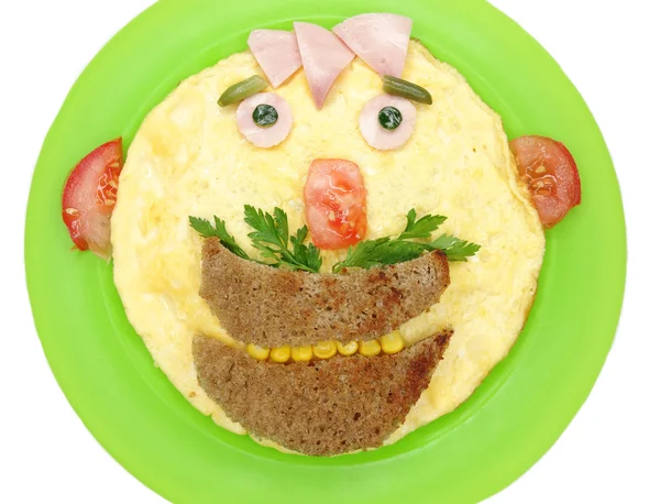 Creative egg breakfast for child face form — Stock Photo, Image