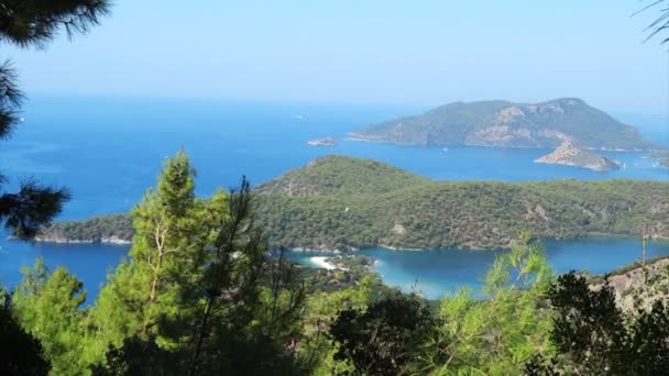 Panorama de costa oludeniz paisaje mediterráneo pavo marino — Vídeo de stock