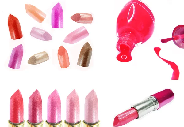 Kosmetik-Set für Make-up Lippenstift Wimperntusche Lidschatten — Stockfoto