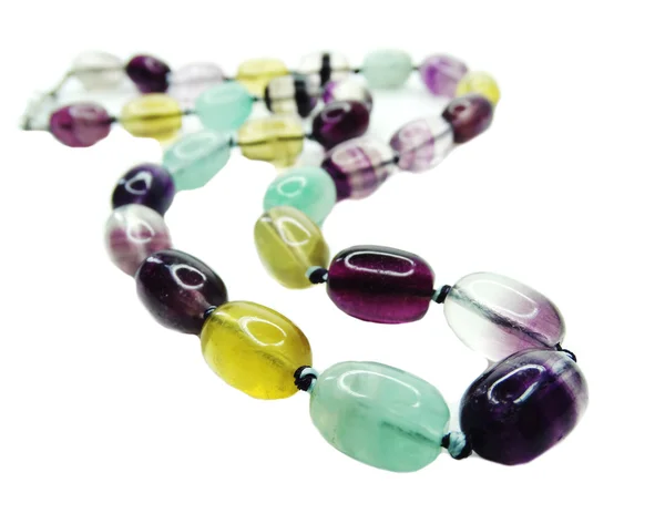 Perles de pierre gemme fluorite collier bijoux — Photo