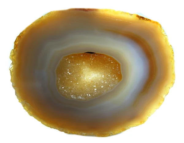 Agate avec cristal géologique de calcédoine — Photo