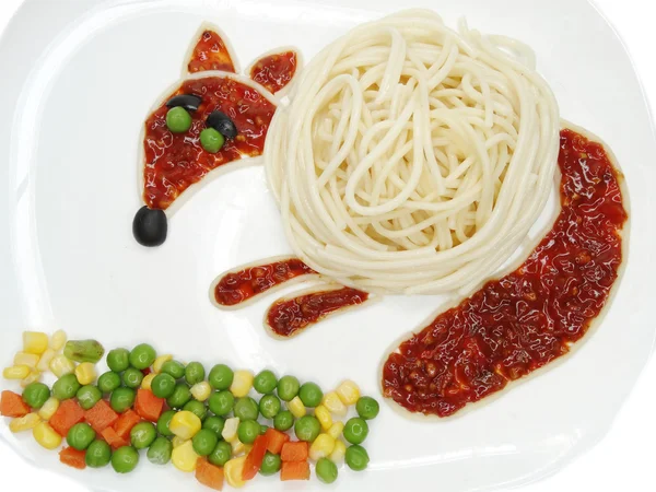 Creative vegetable food dinner fox form — Stock Photo, Image
