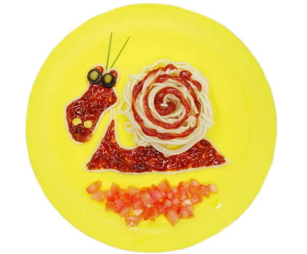 Comida vegetal creativa forma de caracol cena —  Fotos de Stock