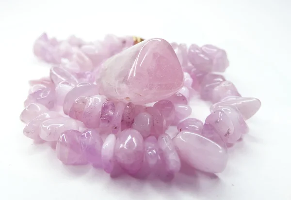 Kunzite gemstone beads necklace jewelery — Stock Photo, Image