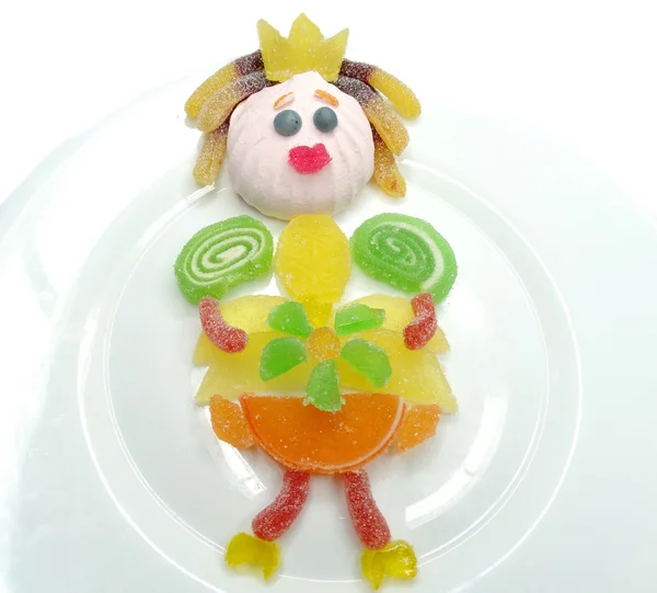 Créatif confiture fruits gelée nourriture sucrée forme princesse — Photo