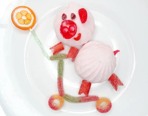 Kreatywnych Marmolada galaretka słodko świnia formularza — Zdjęcie stockowe