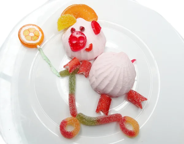 創造的なマーマレード果実ゼリー甘い食品豚フォーム — ストック写真