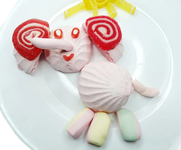 Creative marmalade fruit jelly sweet food elephant form — Stock Photo, Image