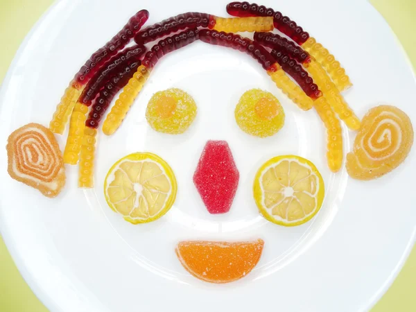 크리에이 티브 마멀레이드 과일 젤리 달콤한 음식 광대 양식 — 스톡 사진