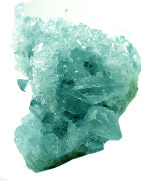 Aquamarijn geode geologische kristallen — Stockfoto