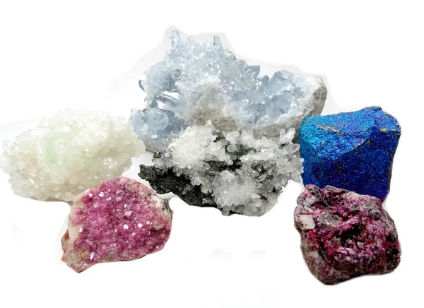 Himmelsquarz Aragonit Vanadinit Erythrit geologischer Kristall — Stockfoto