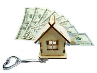 ev minyatür anahtar para arka plan tasarruf kavramı