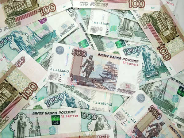 Ρωσική μετρητά χρήματα ως φόντο — Φωτογραφία Αρχείου