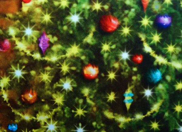 Christmas balls background ribbon fir decoration — Stock Photo, Image