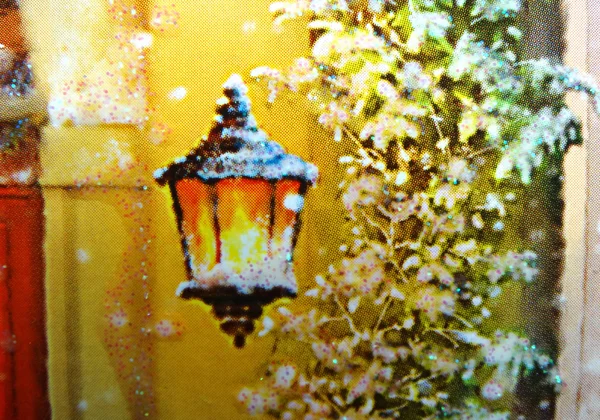 Natal luz fundo fita abeto decoração — Fotografia de Stock