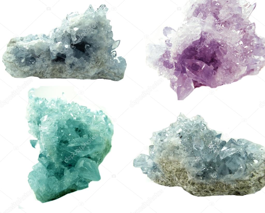 celestite geode geological crystals collage