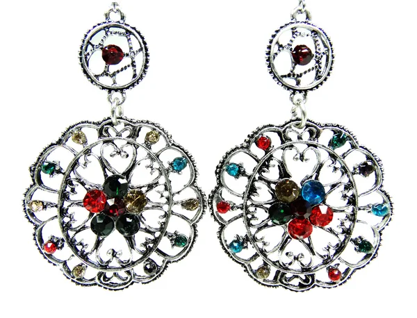 Bijoux boucles d'oreilles avec cristaux brillants — Photo