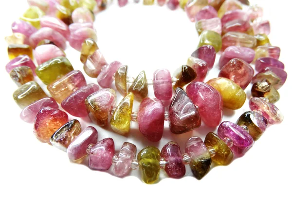 Tourmaline gemstone beads necklace jewelery — Stock Photo, Image