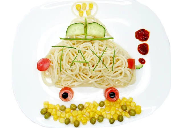 Creative vegetable food dinner car form — Stock Photo, Image