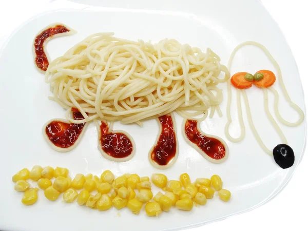 Creative vegetable food dinner dog form — Stock Photo, Image