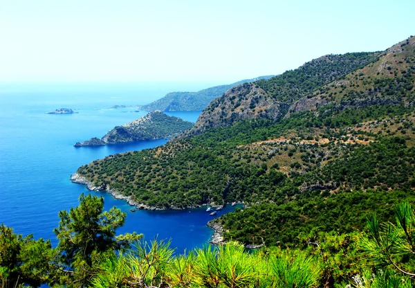 Landschap van de kustlijn van de Middellandse Zee Turkije — Stockfoto