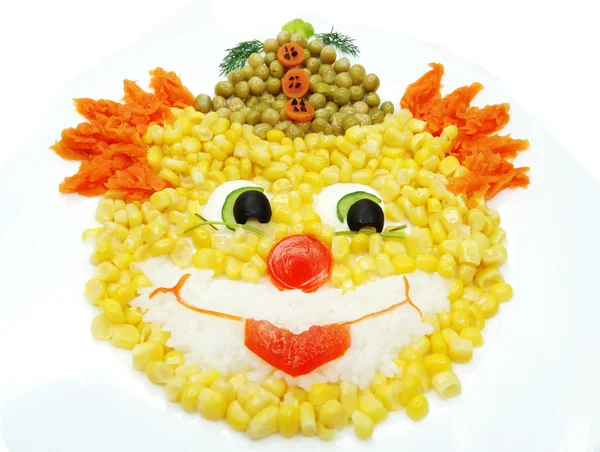 Creatieve plantaardige voedsel diner clown formulier — Stockfoto