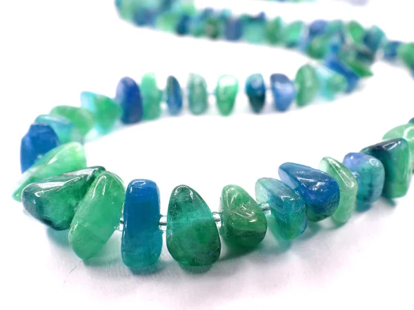 Aquamarine gemstone beads necklace jewelery — Stock Photo, Image