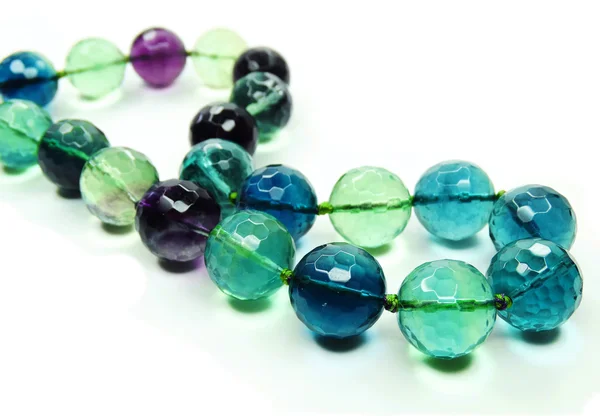 Fluorite gemstone beads necklace jewelery — Stock Photo, Image