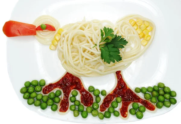 Kreativa grönsakmat middag fågel form — Stockfoto