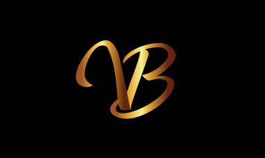 Vb altın harf logo şablonu