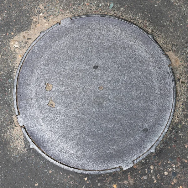Old Metal Manhole Cover Iron Sewer Cap Asphalt Top View Royalty Free Stock Photos