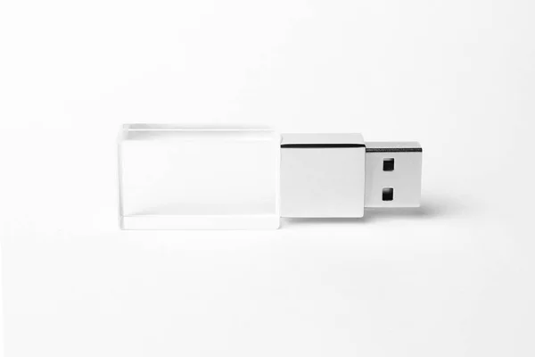 Glass Usb Flash Drive Isolated Grey Background Layout High Resolution — Stock Photo, Image