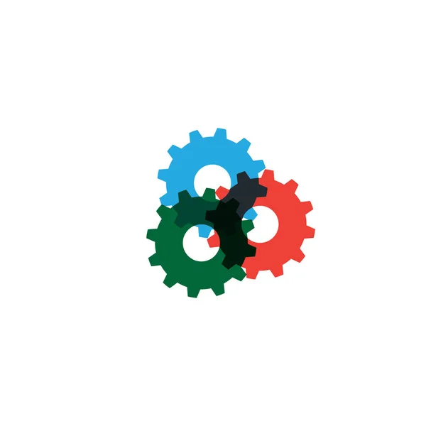 Colored gear wheels for team work symbolism. Stock vector illustration isolated on white background. — Stock Vector