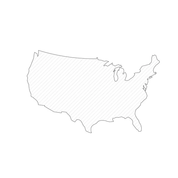 Dunne lijn usa kaart contour omtrek met strepen voor onderwijs of onderwijs infographic element. beroerte platte stijl modern design geïsoleerd op witte achtergrond — Stockvector