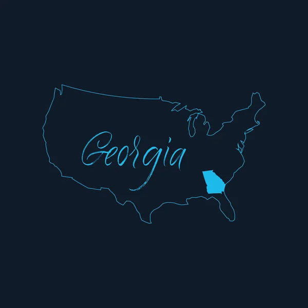 Georgia state highlighted on United States of America map , USA infographics template. Stock vector illustration isolated on blue background. — Stock Vector