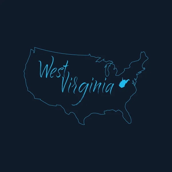 West Virginia Stát Zvýraznil Mapě Spojených Států Amerických Usa Infographics — Stockový vektor