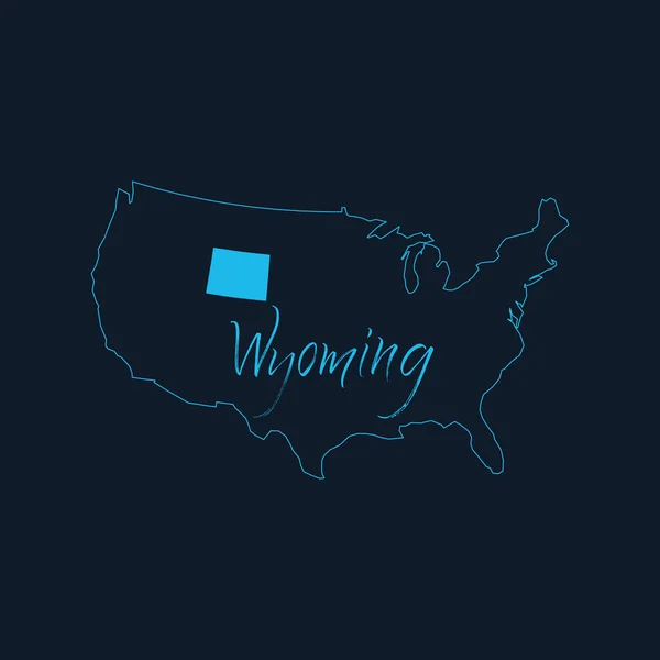 Wyoming Staat Gemarkeerd Kaart Van Verenigde Staten Van Amerika Usa — Stockvector