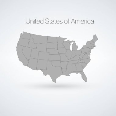 Eyaletlerle ABD haritası. Amerika haritası. Stok vektör çizimi izole edildi