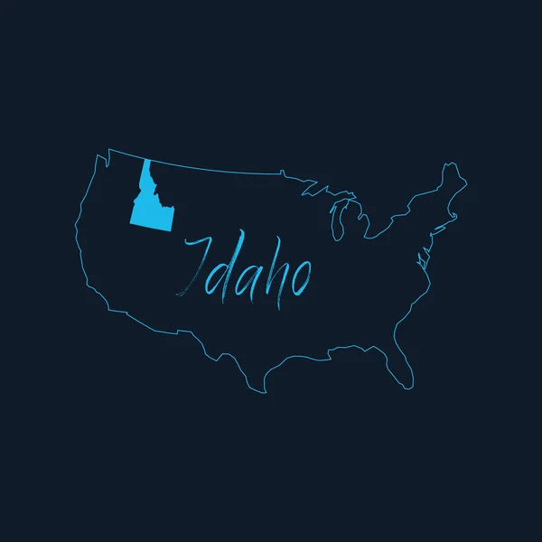 Idaho Staat Gemarkeerd Kaart Van Verenigde Staten Van Amerika Usa — Stockvector