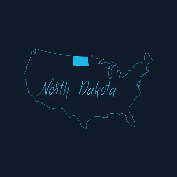 Estado Dakota Del Norte Destacó Estados Unidos América Mapa Plantilla — Vector de stock