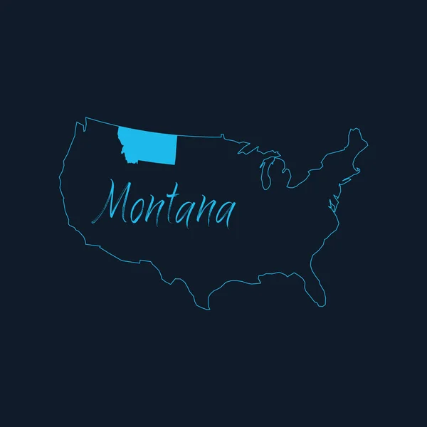 Montana Staat Gemarkeerd Kaart Van Verenigde Staten Van Amerika Usa — Stockvector