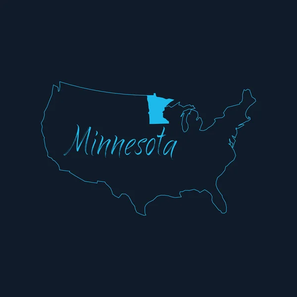 Minnesota Staat Gemarkeerd Kaart Van Verenigde Staten Van Amerika Usa — Stockvector