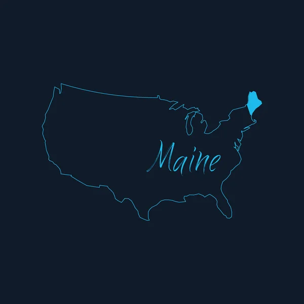 Maine State Highlighted United States America Map Usa Infographics Template — Stock Vector