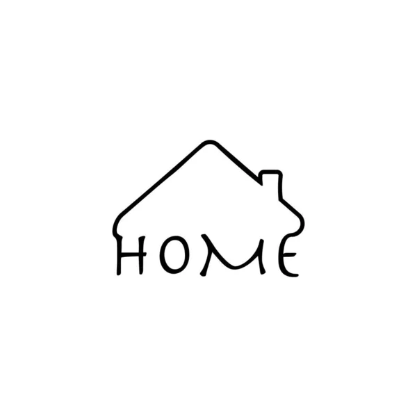 Lineare Haus Silhouette Typografie Logo Design Bestandsvektorabbildung Isoliert — Stockvektor